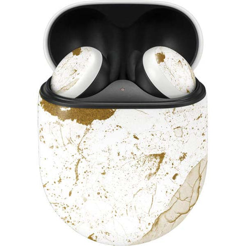 White Scattered Marble Google Pixel Buds Skin